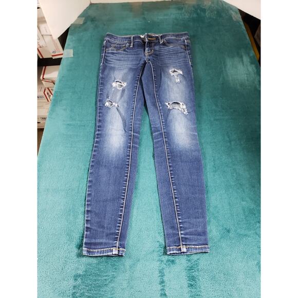 Mossimo Jeans Size 00 Womens Blue Stretch Denim Pants Ladies Mid Rise Jegging - Picture 1 of 11